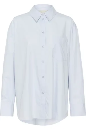 Gestuz Femme, Blouses et Chemises, Bleu, Taille: 42 FR Chemise Classique Oversize à Manches Longues