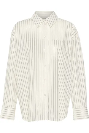 Gestuz Femme, Blouses et Chemises, Blanc, Taille: 46 FR Chemise Oversize Classique Rayures Blanches