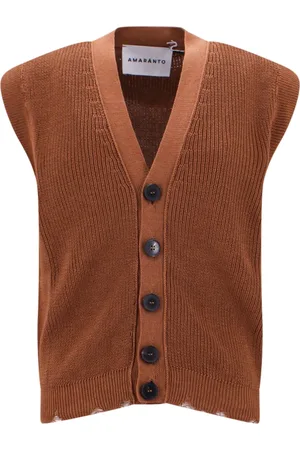 AMARANTO Amaránto, Homme, Pulls, Brun, Taille: L Gilet en Coton Marron Élégant
