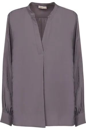 BLANCA Femme, Blouses et Chemises, Gris, Taille: 40 FR Tunique Grise Col V Manches Longues