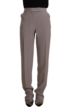 Emporio Armani Femme, Pantalons, Gris, Taille: 40 FR Pantalon Élégant Taille Haute en Mélange de Soie