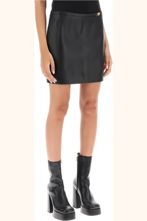 VERSACE Femme, Jupes, Noir, Taille: 38 FR Jupe Mini en Cuir Medusa 