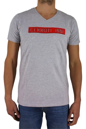 Cerruti 1881 Homme, Tops, Gris, Taille: S TShirt Logo Stretch - Gris Col en V