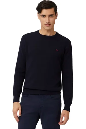 HARMONT&BLAINE Homme, Pulls, Bleu, Taille: 3XL Pull en Laine Col Rond Bleu