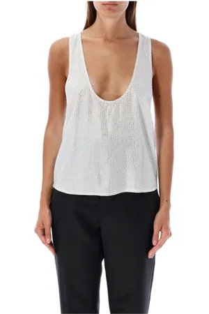 Retrofete Femme, Tops, Blanc, Taille: 36 FR Débardeur Cristal Blanc Scintillant