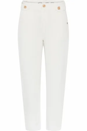 C.ro Femme, Pantalons, Blanc, Taille: 40 FR Élégant Pantalon Ecru Bitten