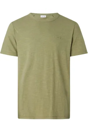 Calvin Klein Homme, Tops, Vert, Taille: M T-shirt Homme en Coton Lin
