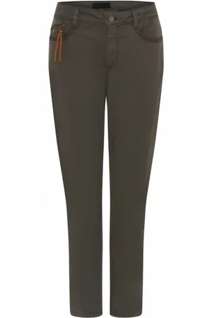 C.ro Femme, Pantalons, Vert, Taille: 50 FR Pantalon Bitten Vert Foncé avec Détail de Fermeture Éclair