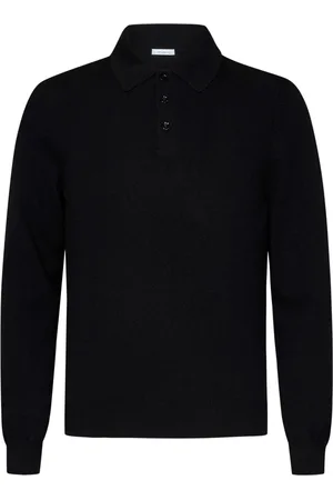 Malo Homme, Tops, Noir, Taille: M Polo en Tricot de Cachemire Noir