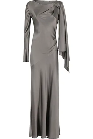 Alberta Ferretti Femme, Robes, Gris, Taille: 40 FR Robe Élégante en Satin