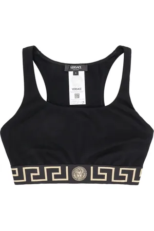 VERSACE Femme, Sport, Noir, Taille: 38 FR Débardeur Crop sans manches avec La Greca