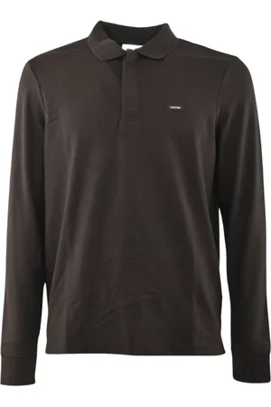 Calvin Klein Homme, Tops, Noir, Taille: S Polo à Manches Longues en Piqué Stretch