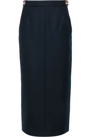 Thom Browne Femme, Jupes, Bleu, Taille: 36 FR Jupe Crayon Bleue avec Détails Tricolores