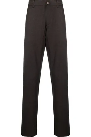 CANALI Homme, Pantalons, Brun, Taille: M Pantalon en flanelle de laine avec détail en cuir