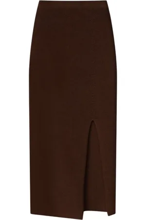AERON Femme, Jupes, Brun, Taille: 40 FR Jupe Midi en Coton avec Fente Haute