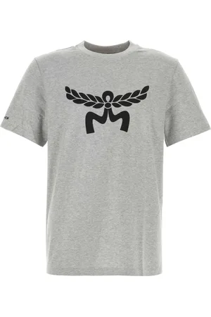 MCM Homme, Tops, Gris, Taille: M T-shirt en Coton Gris Élégant