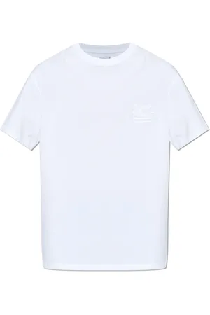 Etro Homme, Tops, Blanc, Taille: XL T-shirt avec Logo Brodé