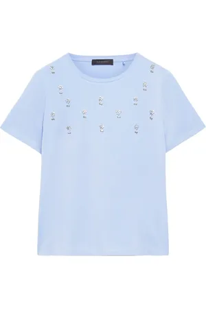 Elena Miro Femme, Tops, Bleu, Taille: 42 FR T-shirt brodé floral