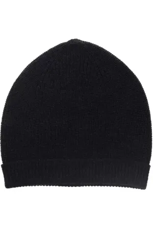 ALPHA STUDIO Homme, Accessoires, Noir, Taille: S Bonnet en Laine Mérinos Noire Côtelée