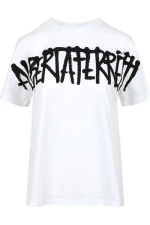 Alberta Ferretti Femme, Tops, Blanc, Taille: 40 FR Graffiti Logo Print T-shirt