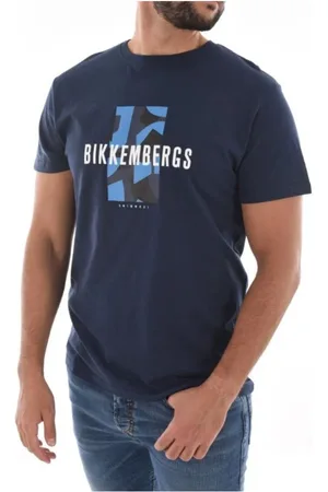 Bikkembergs Homme, Tops, Bleu, Taille: 2XL T-shirt Homme avec Logo Imprimé