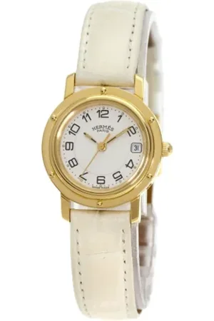 Hermès Femme, Pre-owned, Blanc, Taille: ONE Size Pre-owned Or jaune montres