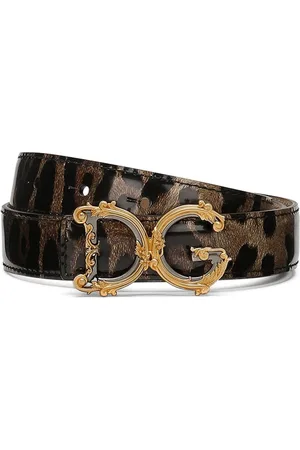 Dolce & Gabbana Femme, Accessoires, Brun, Taille: 75 CM Ceinture en cuir imprimé léopard