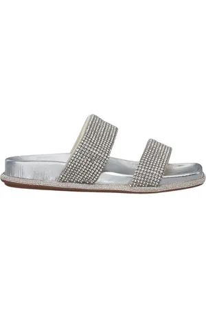 Alma en Pena Femme, Chaussures, Gris, Taille: 37 EU Sandale plate étincelante avec larges brides