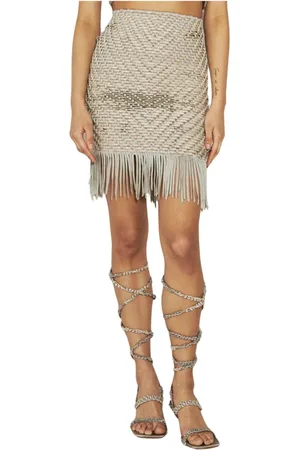 Isa Boulder Femme, Jupes, Gris, Taille: 36 FR Jupe Mini Chevron-Weave à Franges