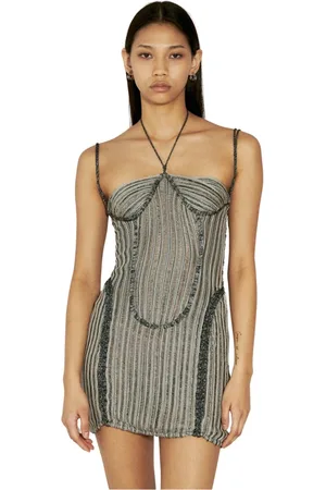 Isa Boulder Femme, Robes, Gris, Taille: 40 FR Mini Robe en Tricot Ouvert