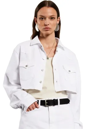 3x1 Femme, Vestes, Blanc, Taille: 40 FR Chemise Oversize en Denim avec Boutonnière