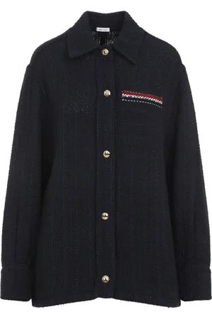 Thom Browne Femme, Pulls, Bleu, Taille: 38 FR Veste Bleue Style Élégant