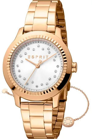 ESPRIT Femme, Accessoires, Jaune, Taille: ONE Size Montre analogique femme en acier inoxydable