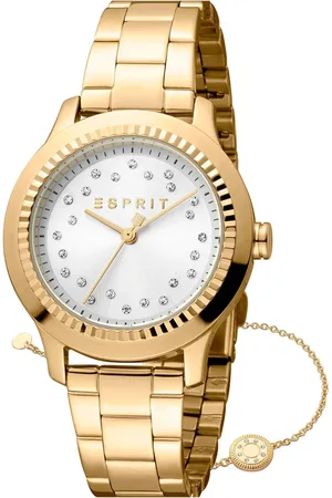 ESPRIT Femme, Accessoires, Jaune, Taille: ONE Size Montre Analogique en Acier Inoxydable pour Femme
