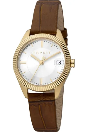 ESPRIT Femme, Accessoires, Brun, Taille: ONE Size Montre Analogique Femme en Acier Inoxydable avec Date