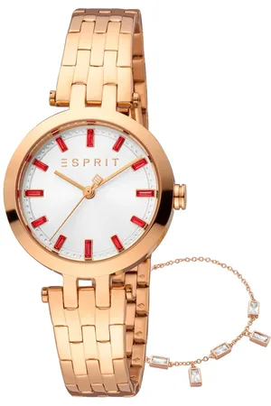 ESPRIT Femme, Accessoires, Jaune, Taille: ONE Size Montre Analogique en Acier Inoxydable Femme Logo