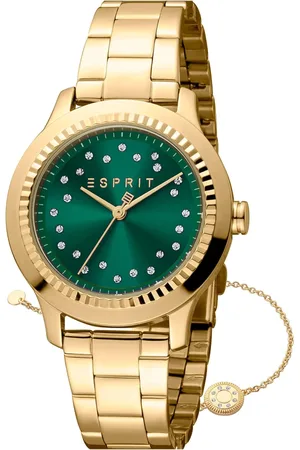 ESPRIT Femme, Accessoires, Jaune, Taille: ONE Size Montre Analogique en Acier Inoxydable pour Femme
