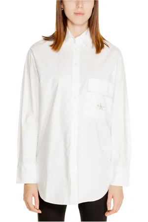 Calvin Klein Femme, Blouses et Chemises, Blanc, Taille: 38 FR Chemise Blanche à Manches Longues Femme