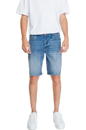 Armani Exchange Homme, Shorts, Bleu, Taille: W30 Shorts en Coton Bleu avec Fermeture Éclair