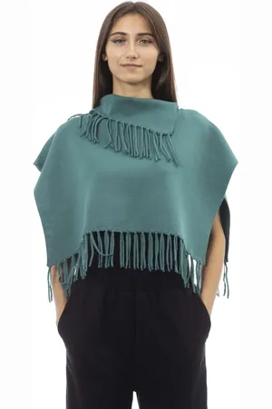 ALPHA STUDIO Femme, Vestes, Vert, Taille: 42 FR Poncho à franges