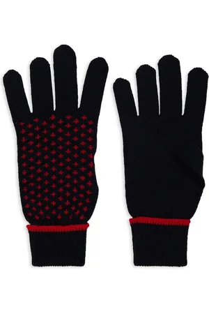 Gallo Homme, Accessoires, Multicolore, Taille: ONE Size Gants en Laine Bleue avec Motif de Lys