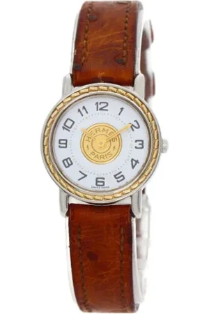 Hermès Femme, Pre-owned, Blanc, Taille: ONE Size Pre-owned Cuir montres