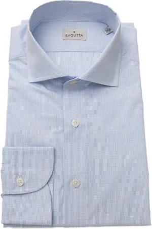 BAGUTTA Homme, Chemises, Bleu, Taille: 2XL Chemise en Coton Bleu Clair avec Col Français