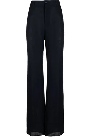 Dolce & Gabbana Homme, Pantalons, Bleu, Taille: XL Pantalon en lin bleu marine à jambe large