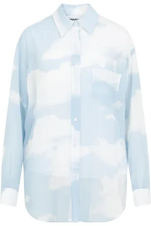 Moschino Femme, Blouses et Chemises, Bleu, Taille: 38 FR Chemise Imprimée All Over Bleue