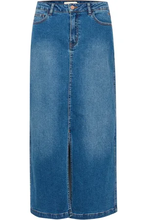 Cream Femme, Jupes, Bleu, Taille: 40 FR Jupe en Denim avec Fente