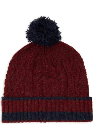 Gallo Unisex, Accessoires, Multicolore, Taille: ONE Size Burgundy Aran-Stitched Wool Beanie