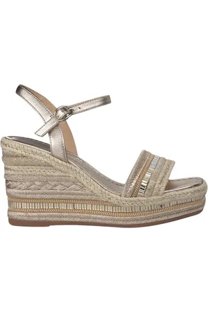 Alma en Pena Femme, Chaussures, Jaune, Taille: 36 EU Sandale Compensée avec Strass et Tressé
