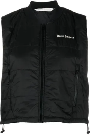 Palm Angels Femme, Vestes, Noir, Taille: 38 FR Pull Matelassé Brodé avec Fermeture Éclair