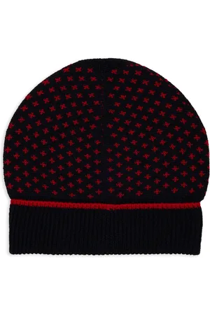 Gallo Homme, Accessoires, Multicolore, Taille: ONE Size Bonnet en Laine Bleue avec Motif de Lys